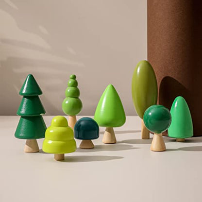 Youuys Wooden Craft Forest Trees Toys, 8 Pcs Finished Scene Mini Tree Kit Craft Set - Cake Topper - for Early Educational Preschool Classroom Project - WoodArtSupply