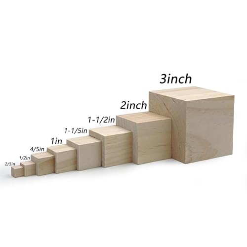 Wood Blocks for Crafts, Unfinished Wood Cubes, 3cm Natural Wooden Blocks,  Pack of 30 Wood Square Blocks, Wooden Cubes for Arts and Crafts and DIY