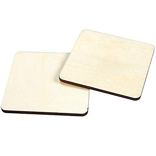 80 Pieces Unfinished Natural Wood Pieces Blank Squares Cutout Tiles DIY Wood Crafts Supplies for DIY Art Craft Projects, Home Decorations, Ornaments Teensery
