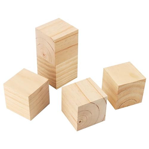 SOUJAP 10 PCS 3 Inch Unfinished Wood Cubes Bulk, Natural Square Wooden Blocks, Small Blank Wood Craft Cubes for Art Making Decorating DIY SOUJAP
