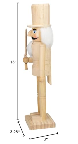 Northlight 15" Unfinished Paintable Wooden Christmas Nutcracker with Sword