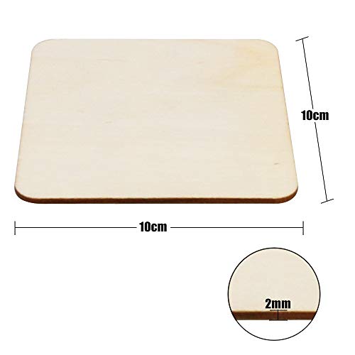 SKPPC 40Pcs Unfinished Laser Engraving Carving Blank Wood Pieces for Painting, Coasters, DIY Arts Craft Project, Staining and Decorations SKPPC