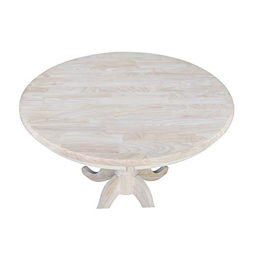 IC International Concepts 36" Round Top Pedestal Dining Table, Unfinished IC International Concepts