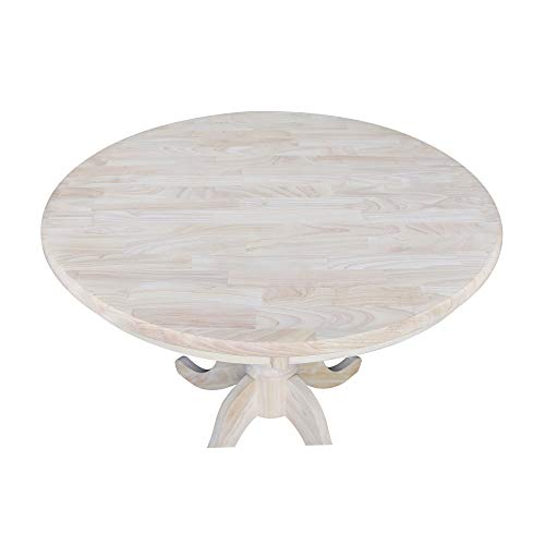 IC International Concepts 36" Round Top Pedestal Dining Table, Unfinished - WoodArtSupply