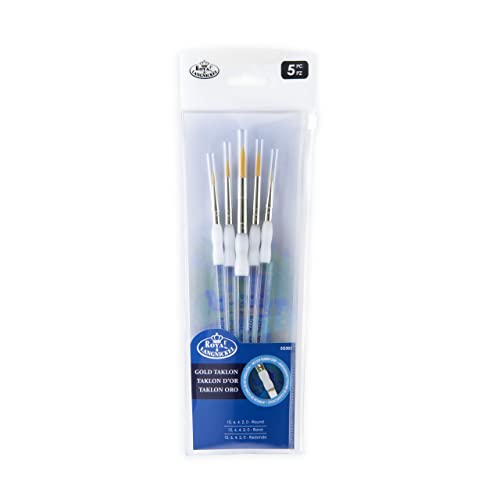 Royal & Langnickel - 5pc Soft Grip Gold taklon Paint Brush Set, Round | SG303 - WoodArtSupply