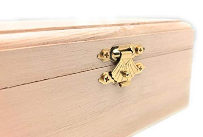 12 Pc Rectangle Unfinished Wood Box Natural DIY Craft Stash Boxes with Hinged Lid and Front Clasp for Arts Hobbies