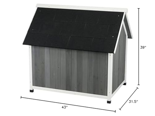 TRIXIE Natura Barn Style Dog House, Elevated Pet Shelter, Weatherproof Dog House, Medium - WoodArtSupply