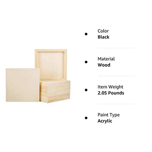 ADXCO 8 Pack Wood Panels 8 x 8 Inch Unfinished Wood Canvas Wooden Panel Boards for Painting, Pouring, Arts Use with Oils, Acrylics ADXCO