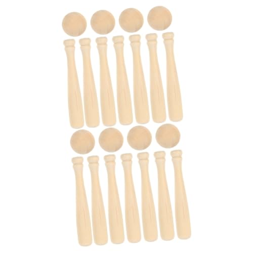 Abaodam 60 Pcs Mini Baseball Unfinished Wooden Toy Unfinished Wooden Baseball Bats Unfinished Wood Baseball Abaodam