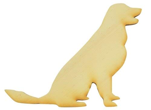 Package of 10, Small 5" X 4" X 1/8" Sitting Golden Retriever Wood Cutout for Art & Craft Project, Made in USA - WoodArtSupply