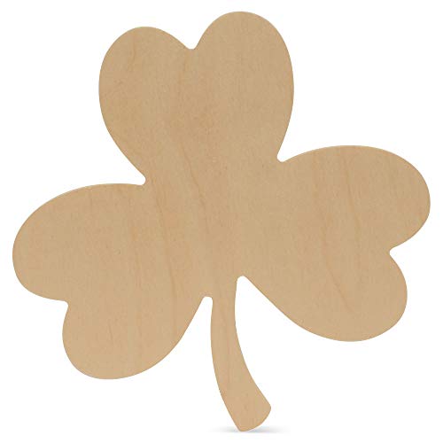 St Patricks Day Decorations, Unfinished Wood Shamrock Cutout, 12 Inches, Wooden Clover Décor, Pack of 3, by Woodpeckers - WoodArtSupply