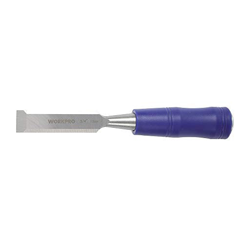 WORKPRO W043002 Wood Chisel, 3/4 In. Wide Blade, Hardened and Tempered Steel, Steel Caps, Blade Guards (Single Pack) - WoodArtSupply