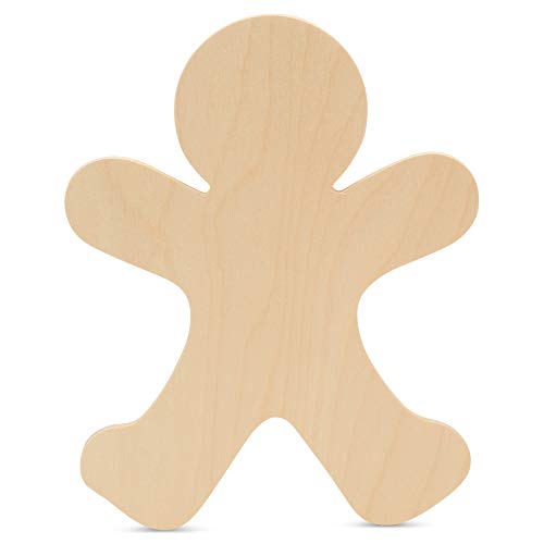 Gingerbread Man Wood Cutout 6 inch, Pack of 3 Unfinished Holiday Cut Outs for Gingerbread Christmas Decor and Crafts, by Woodpeckers Woodpeckers