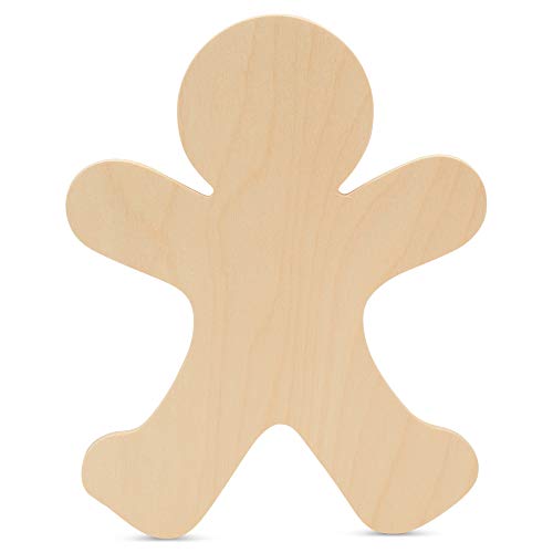 Gingerbread Man Wood Cutout 6 inch, Pack of 3 Unfinished Holiday Cut Outs for Gingerbread Christmas Decor and Crafts, by Woodpeckers - WoodArtSupply