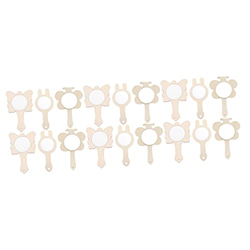 Kisangel 18 Pcs Small Wooden Mirror Natural Mirrors Ornament Unfinished Wooden Handheld Mirror Wood Hand Mirror Unpainted Handheld Mirror DIY Wood Kisangel