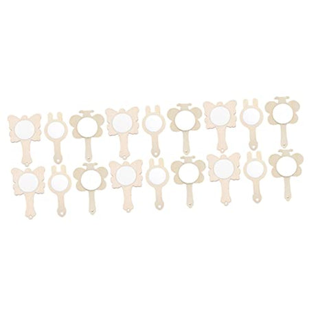 Kisangel 18 Pcs Small Wooden Mirror Natural Mirrors Ornament Unfinished Wooden Handheld Mirror Wood Hand Mirror Unpainted Handheld Mirror DIY Wood Kisangel