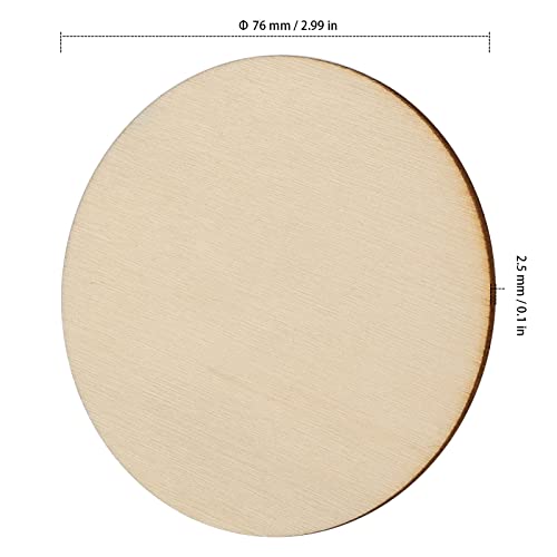 ZEONHAK 200 PCS 3 Inch Wood Circles, Circle Wood Pieces, Round Poplar Wood Discs, Wood Circles for Crafts, Painting, Home Decorations ZEONHAK