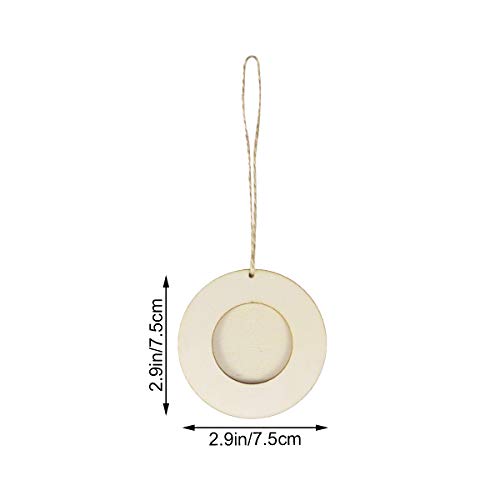 SUPVOX Wedding Decor 10pcs Mini Round Photo Frame Unfinished Wooden Picture Frame with Hanging Rope for DIY Crafts Home Bedroom Living Room Wedding SUPVOX