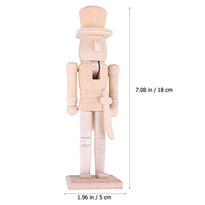 FOMIYES Unpainted Nutcracker,1 Set Unfinished Wood Nutcracker Ornaments to Paint Wooden Nutcracker Figurines DIY Craft with Wig Paint Brush Color DIY