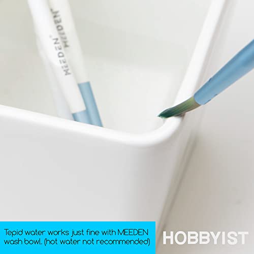 MEEDEN Ceramic Paint Palette, Paint Brush Wash Bowl, 2 Deep Well Artist Paint Palette, White Porcelain Watercolor Painting Dish, Large Capacity MEEDEN