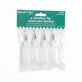 MAHITOI 4 Ultra-fine Tip Applicator Bottles 20ml Clear, for storing & applying craft supplies & mediums like glitter, glue, paint, stains, inks - MAHITOI