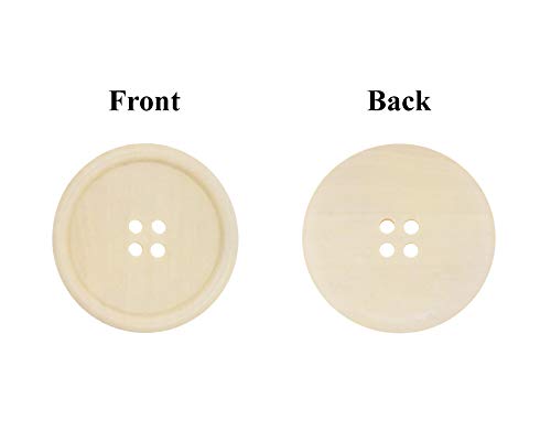 Unfinished Wooden Buttons - Round Wood Buttons for Crafts Sewing Sweater by Mandala Crafts Bulk 20 PCs 50mm 2 Inches Button with 4 Holes Mandala Crafts