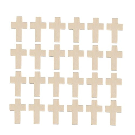Tofficu 100pcs Unfinished Wooden Crosses Wood Cross Charms Unfinished Wood Cross Mini Wooden Crosses Wood Easter Cutouts Blank Wood Cutouts Cross Tofficu