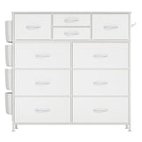 Lulive White Dresser for Bedroom with 10 Drawers, Chest of Drawers with Side Pockets and Hooks, PU Storage Dresser, Organizer Unit for Living Room, Lulive