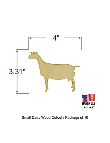 Unfinished Dairy Goat Wood Cutout Available in a Variety of Sizes and Thicknesses (1/8" Thickness, Small 4" x 3.312" (Package of 10)) - WoodArtSupply