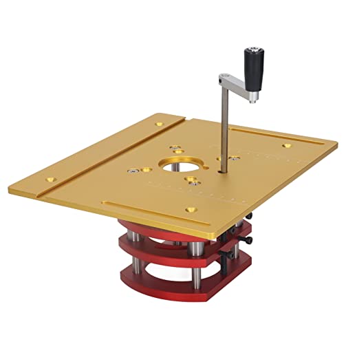 Jiawu Router Lift with Top Plate, Manual Router Lift Systems for 2-1/2" Diameter Motors, 7-7/8" x 9-7/16" Router Plate, Woodworking Router Table - WoodArtSupply