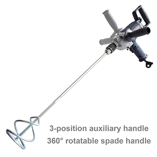 MAXXT Drill Mixer Set with Spade Handle 1/2 inch Electric Corded Mixing Drill Machine 9A Motor Concrete Mud Mixer MAXXT