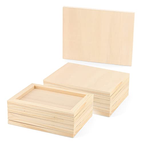 LEXININ 12 PCS 5.5 x 7 Inch Wooden Painting Panels, Unfinished Wood Canvas Boards, Wooden Cradled Painting Panel for Painting, Pouring Art, Crafts LEXININ