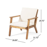 Christopher Knight Home Carlos Outdoor Acacia Wood Club Chairs with Cushions (Set of 2), Brown Patina Finish, Cream Christopher Knight Home