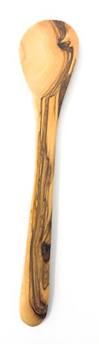 AramediA Wooden Cooking Utensil Olive Wood Spoon - Handmade and Hand Carved By Bethlehem Artisans (12.5" x 2.5" x 0.3") AramediA