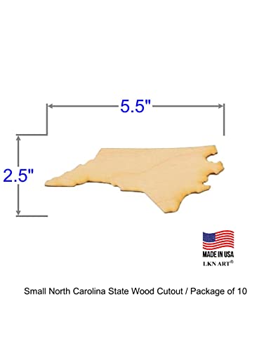 North Carolina State Wood Cutout (Small 5.5" x 2.5" (Package of 10), 1/8" Baltic Birch) - WoodArtSupply