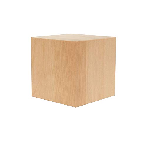 4" Large Wood Cubes, Pack of 1 Square Wood Block for DIY, Wooden Blocks for Crafts and Decor, by Woodpeckers Woodpeckers