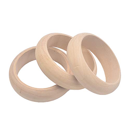 ccHuDE 4 Pcs Blank Unfinished Wood Bangle Bracelets Natural Wooden Rings Wood Circles for Crafts Jewelry DIY 25mm - WoodArtSupply