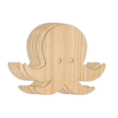 Unfinished Wood Cutout - 24-Pack Octopus Shaped Wood Pieces for Wooden Craft DIY Projects, Gift Tags, Home Decoration, 3 x 2.5 x 0.1 Inches - WoodArtSupply