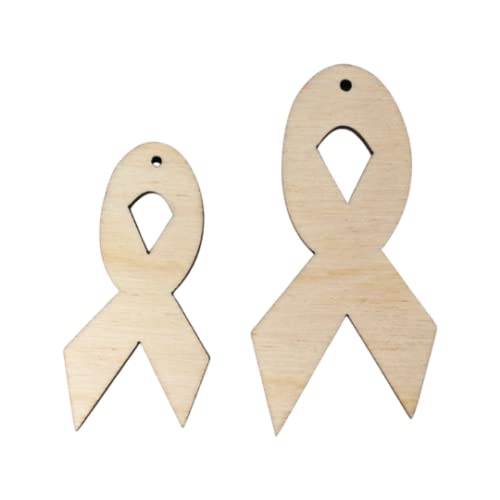 ALL SIZES BULK (12pc to 100pc) Unfinished Wood Laser Cutout Awareness Ribbon Ribbons Cut Out Dangle Earring Jewelry Blanks Shape Crafts Made in Texas Texan Wood Crafts