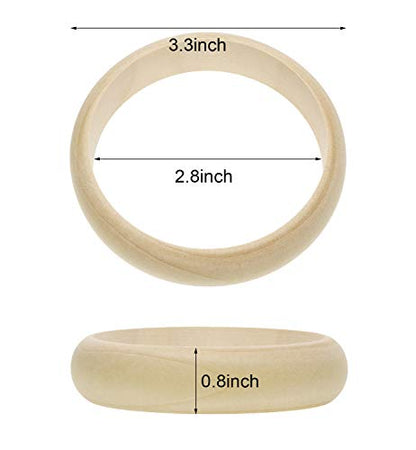 Penta Angel Wood Bangle Bracelets 4Pcs 2.83inch Unfinished Natural Round Wooden Ring for Art & Craft Project DIY Jewelry Making - WoodArtSupply