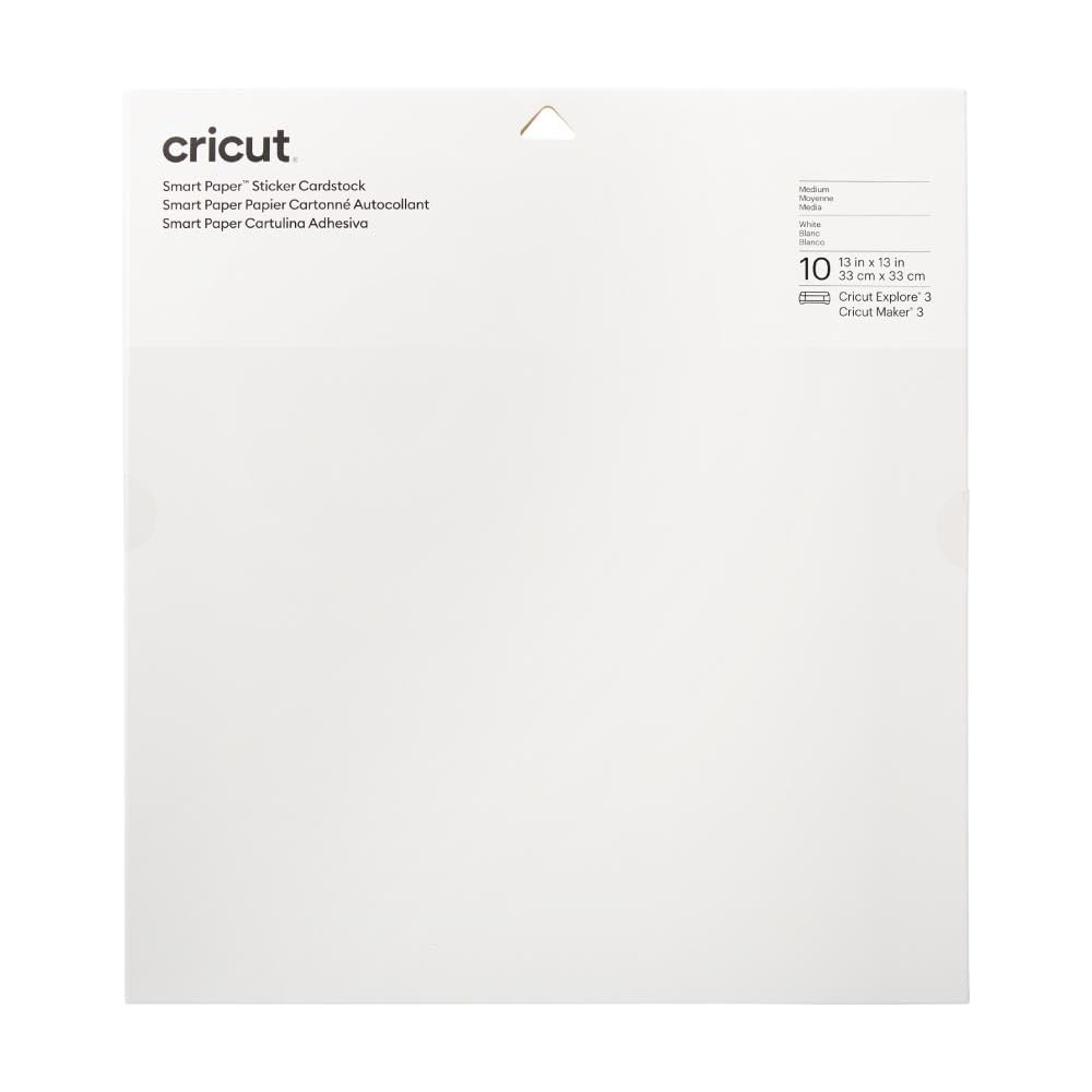 Cricut Smart Paper Sticker Cardstock - 10 Sheets - 13in x 13in - Adhesive Paper for Stickers - Compatible with Cricut Explore 3/Maker 3 - White Cricut