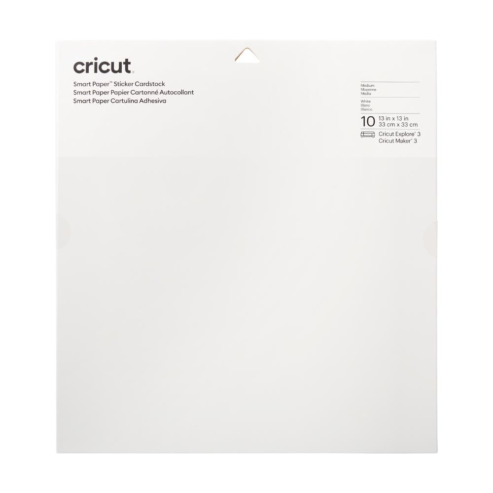 Cricut Smart Paper Sticker Cardstock - 10 Sheets - 13in x 13in - Adhesive Paper for Stickers - Compatible with Cricut Explore 3/Maker 3 - White - WoodArtSupply