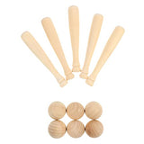 HEALLILY 60pcs Unfinished Mini Wooden Baseball Bats and Balls Natural Wood Baseball Bat Unpainted Baseball Bat Beads for Keychain Action Figures DIY HEALLILY