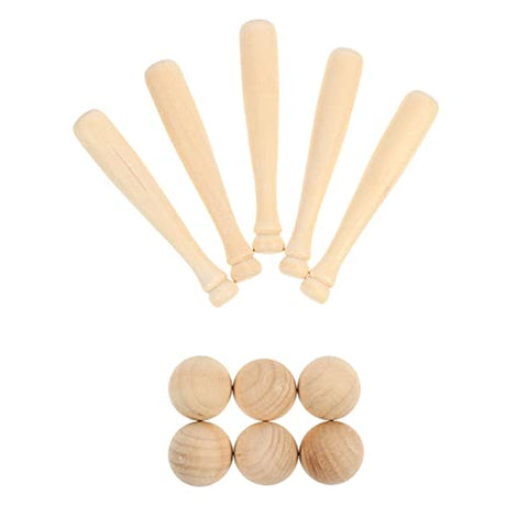 HEALLILY 60pcs Unfinished Mini Wooden Baseball Bats and Balls Natural Wood Baseball Bat Unpainted Baseball Bat Beads for Keychain Action Figures DIY HEALLILY