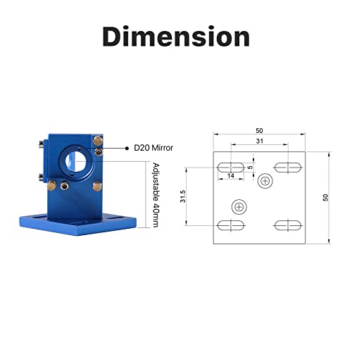 Ultrarayc K Series CO2 Laser Head Set with 20mm Mirrors and Lens D20 FL50.8 for K4060 40W 50W CO2 Laser Engraver Cutter Machine(Blue) - WoodArtSupply