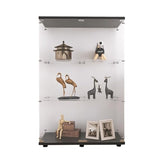 LFT HUIMEI2Y 3-Shelf Tempered Glass Display Cabinet with Double Doors - Quick Install Black Curio Storage LFT HUIMEI2Y