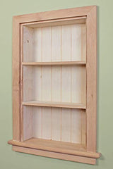 14x24 Unfinished Aiden Wall Niche with Beadboard Back – Elegant Storage Solution with 3 Shelves Fox Hollow Furnishings