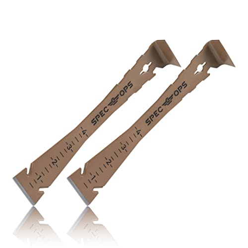 Spec Ops Tools 9.5" Trim Bar: High Carbon Steel Pry Bar with Built-in Ruler, Beveled Edges & Nail Puller, 2-Pack, 3% Donated to Veterans Spec Ops