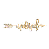 Unwind Right Arrow Wood Sign Home Decor Wall Art Hanging Rustic Unfinished 24" x 6" Woodums