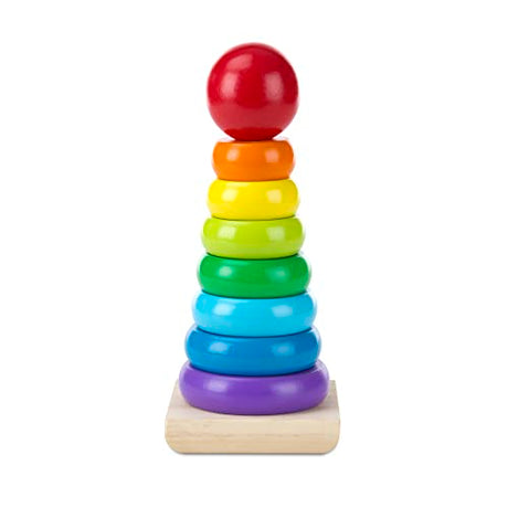 Melissa & Doug Rainbow Stacker Wooden Ring Educational Toy - Wooden Rainbow Stacking Rings Baby Toy, Stacker Toys For Infants And Toddlers Melissa & Doug